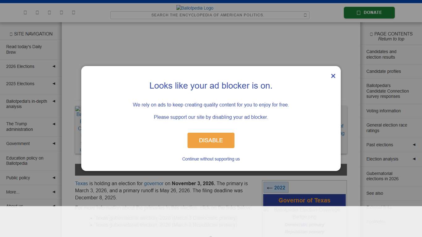 Texas gubernatorial election, 2026 - Ballotpedia